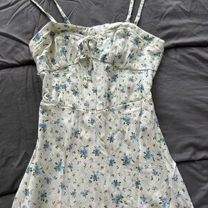 Floral White and Blue Women's Dress